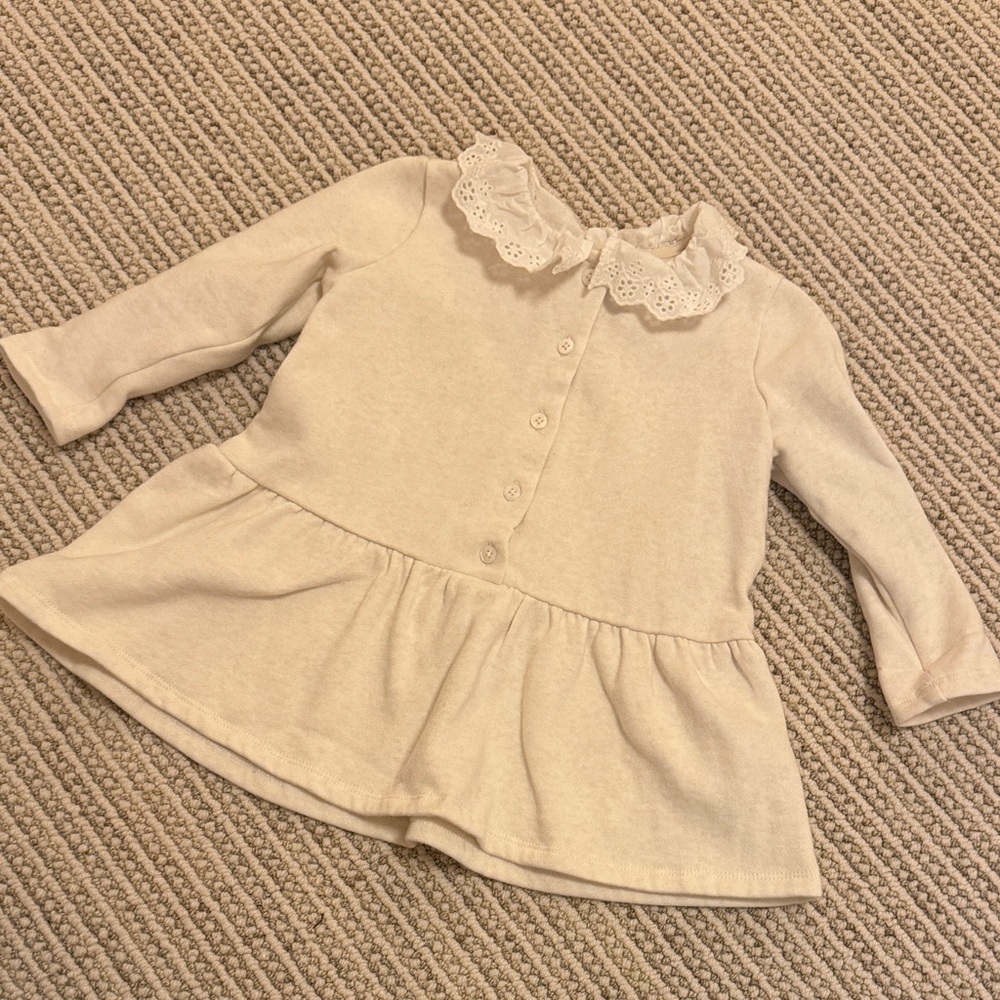 Copper Key Cream Kids Dress with Ruffled Collar